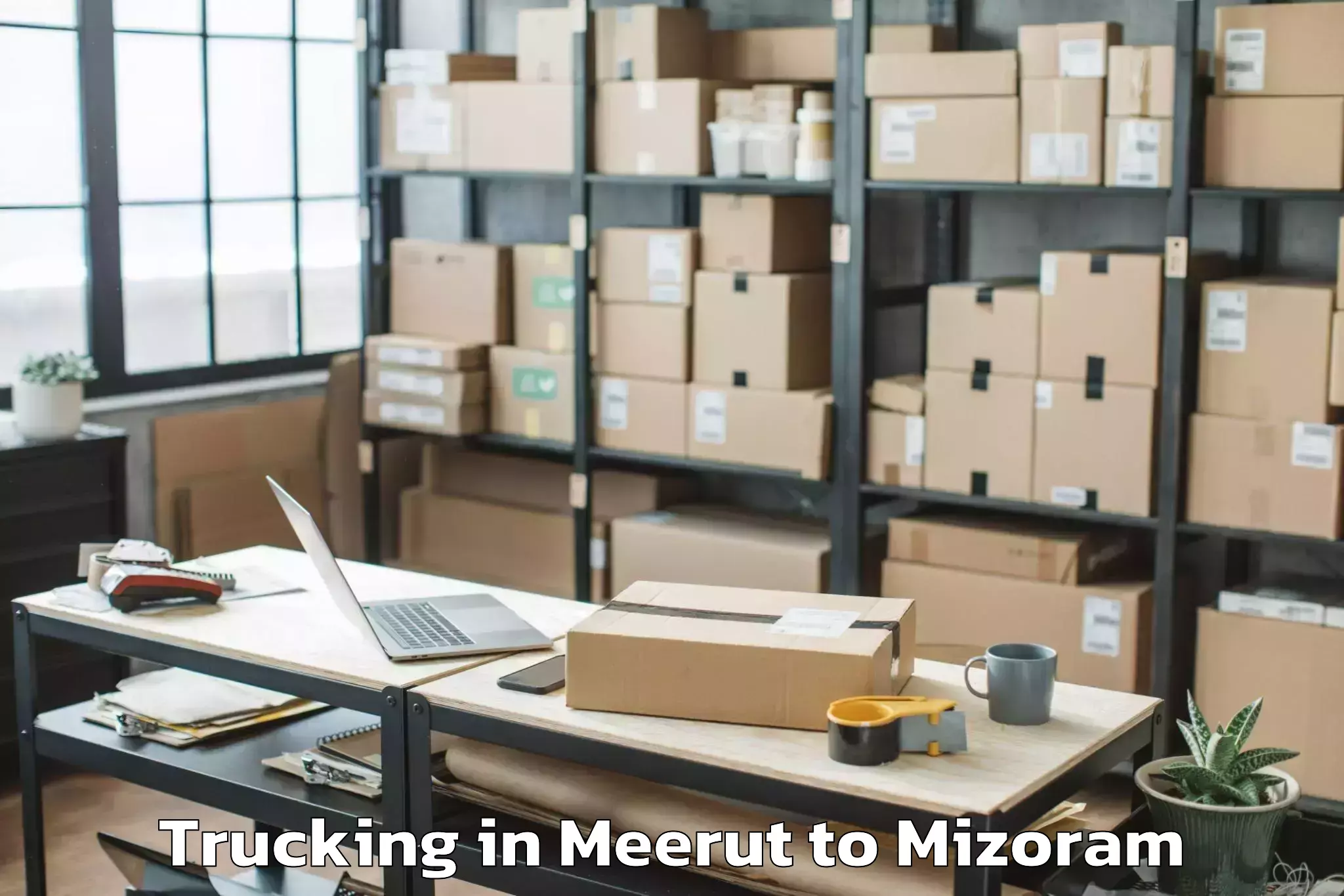 Leading Meerut to Thenzawl Trucking Provider